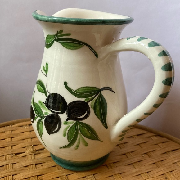 Hand-Painted Pitcher Olive Design - Picture 2 of 7
